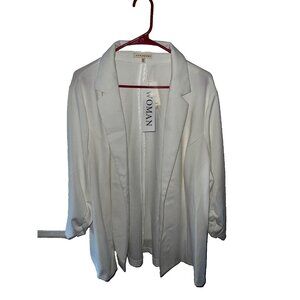 Women's Cardigan plus size 2X vanilla NEW runched sleeves career jacket
